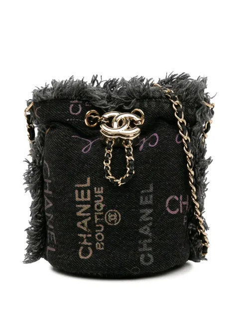CHANEL Pre-Owned 2021 Mini Denim Mood with Chain bucket bag