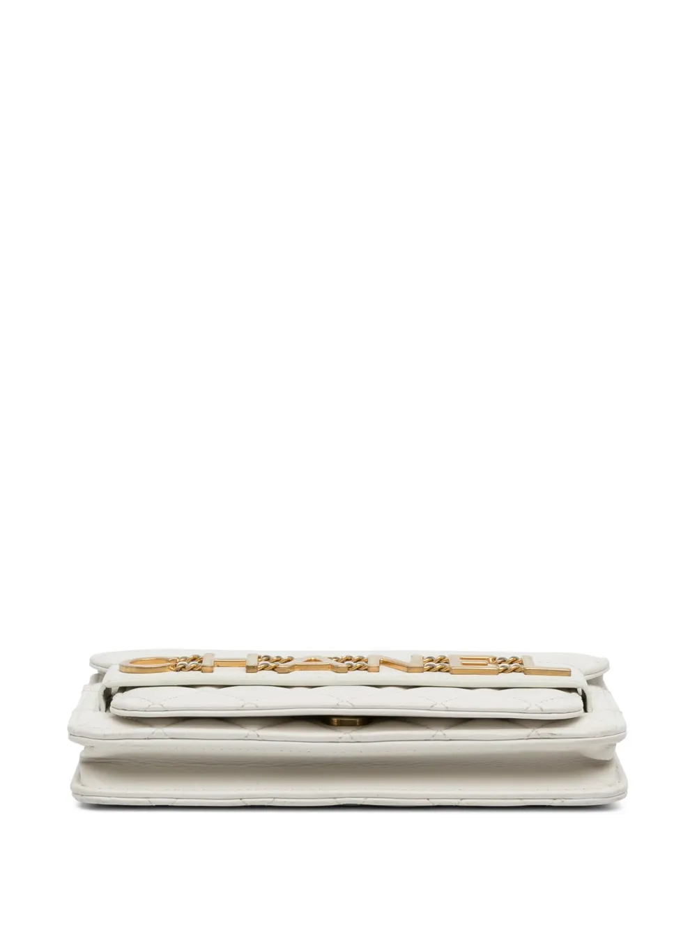 Pre-owned Chanel 2019 Enchained Flap Wallet On Chain Crossbody Bag In White