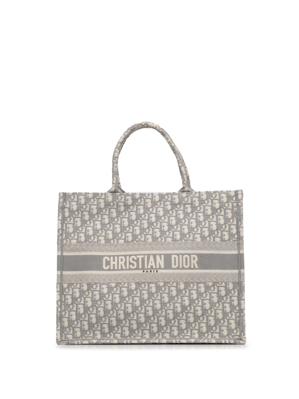 Pre-owned Dior 2020 Large Oblique Book Tote Bag In Grey