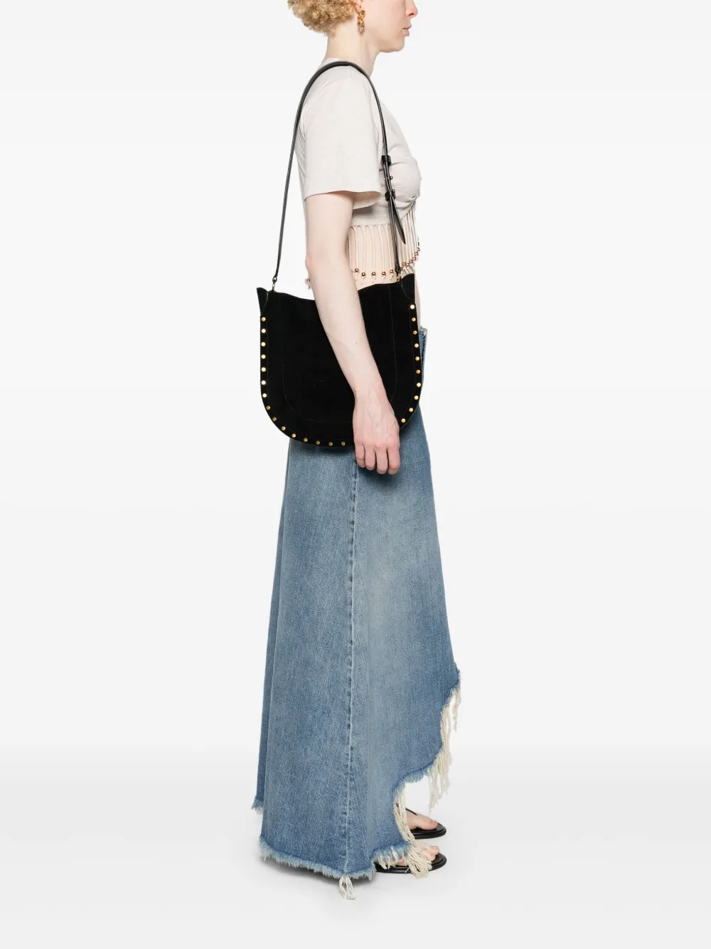 Isabel Marant Oskan Moon Shoulder Bag In Black
