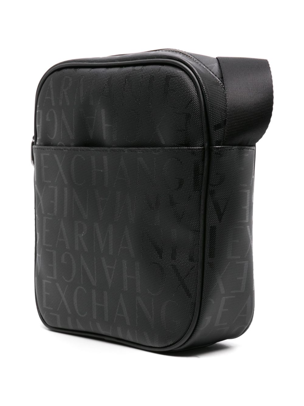 Armani Exchange logo-jacquard zipped shoulder bag - Zwart