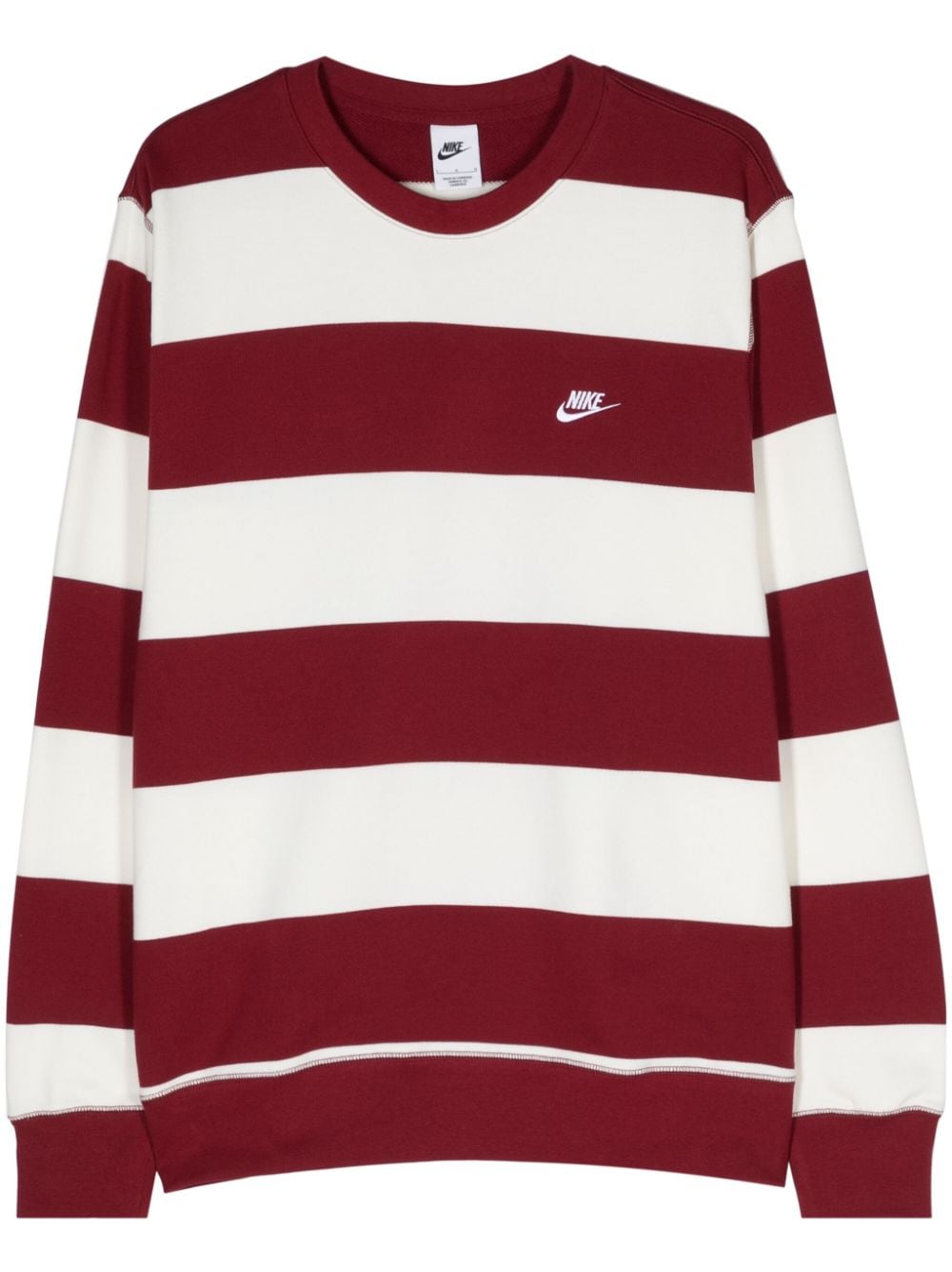 Nike Swoosh-embroidered Striped Sweatshirt In White