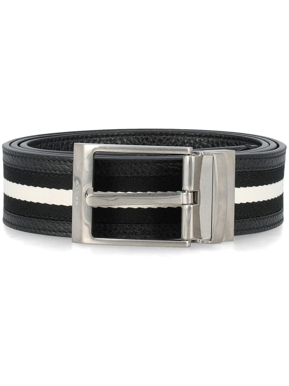 Shop Bally Shiffie 35mm Striped Belt In Black