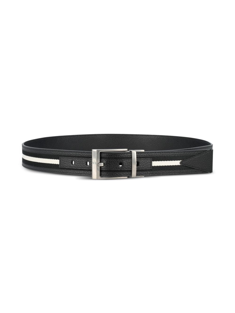 Shop Bally Shiffie 35mm Striped Belt In Black