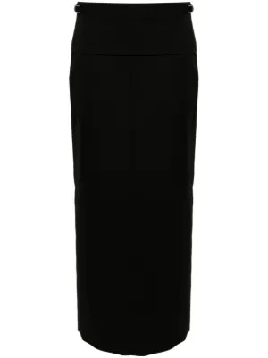 Ana Radu Velvet Straight Maxi Skirt | Black | FARFETCH ZA