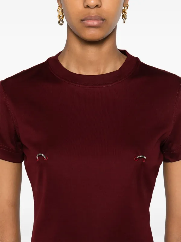 Mugler piercing-detail T-shirt | Red | FARFETCH