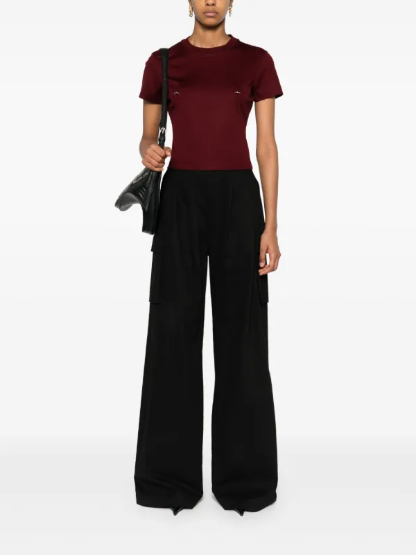 MUGLER RO16162426048 関税送料込 Mugler piercing-detail T-shirt | Red | FARFETCH JO