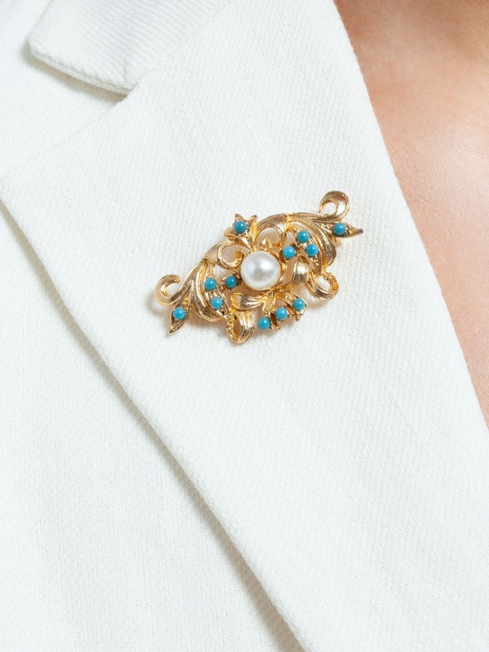 Susan Caplan Vintage 1980s Rediscovered faux-pearl embellished brooch - Goud