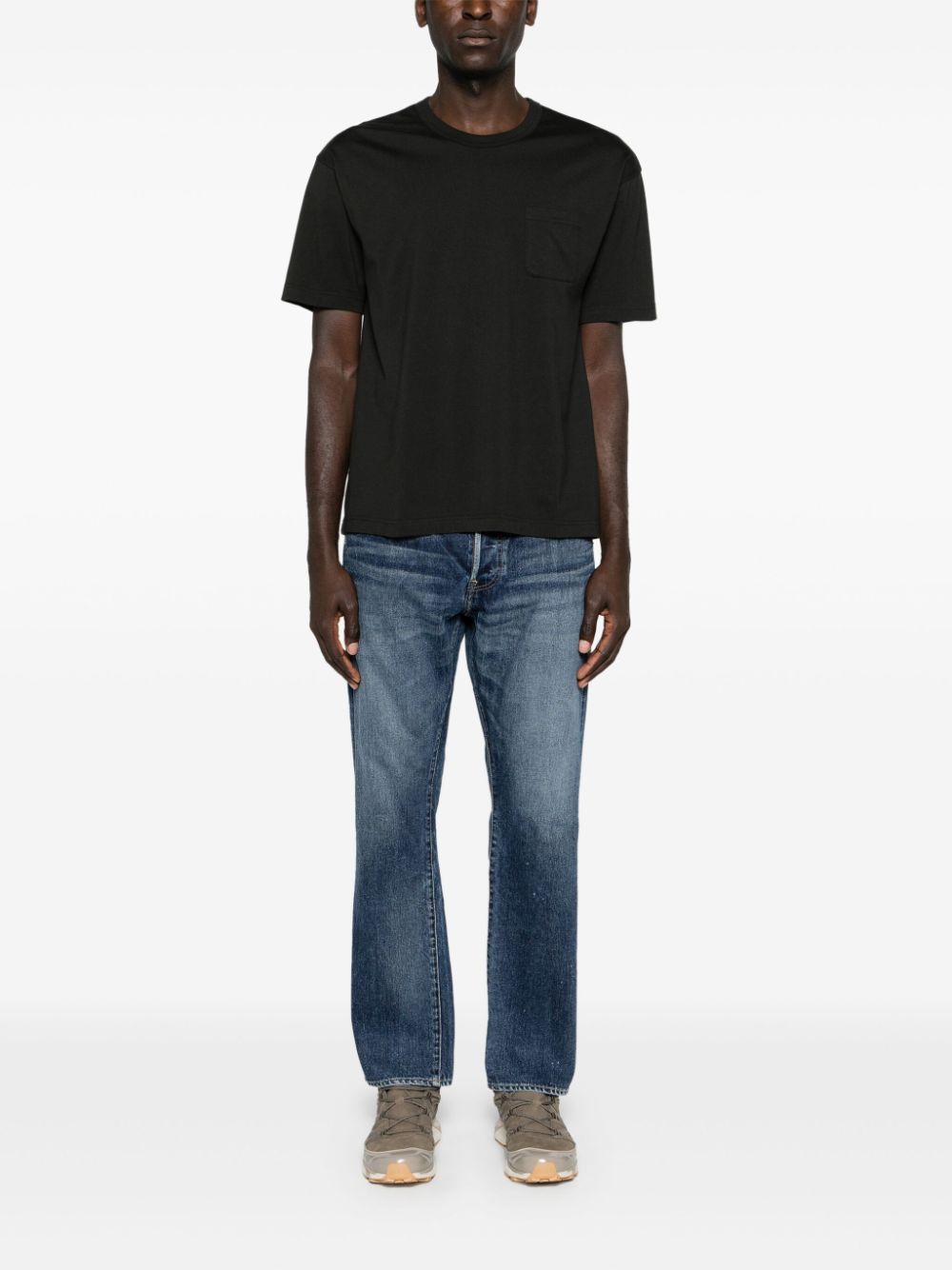 Shop Visvim Crew-neck Cotton T-shirt In Black