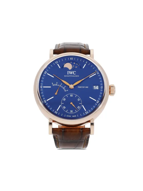 IWC Schaffhausen 2019 pre owned Portofino Hand wound Moon Phase Edition 150 Years 45mm Blue FARFETCH PT