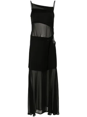 vince sheer paneled slip dress Vince Sheer Panelled Midi Square Neckline Sleeveless Slip Dress
