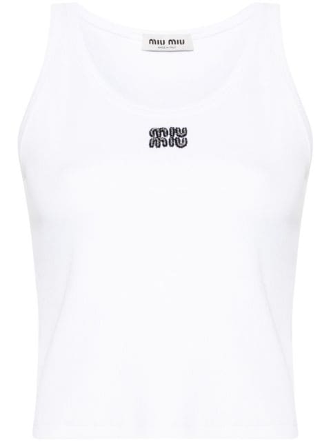 Miu Miu beaded-logo tank top