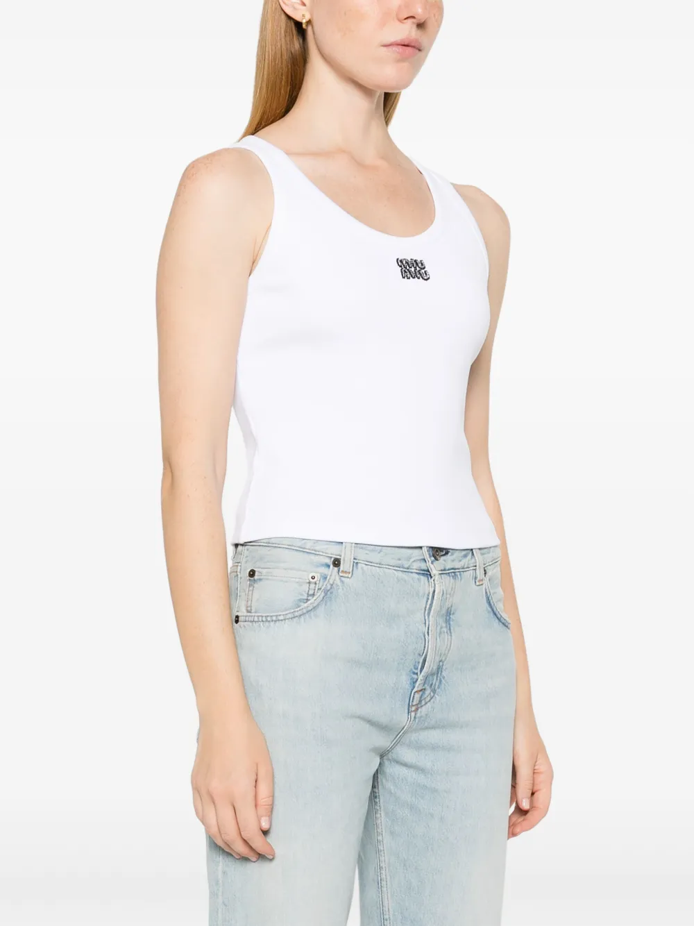 Miu Tanktop met logo van kralen Wit