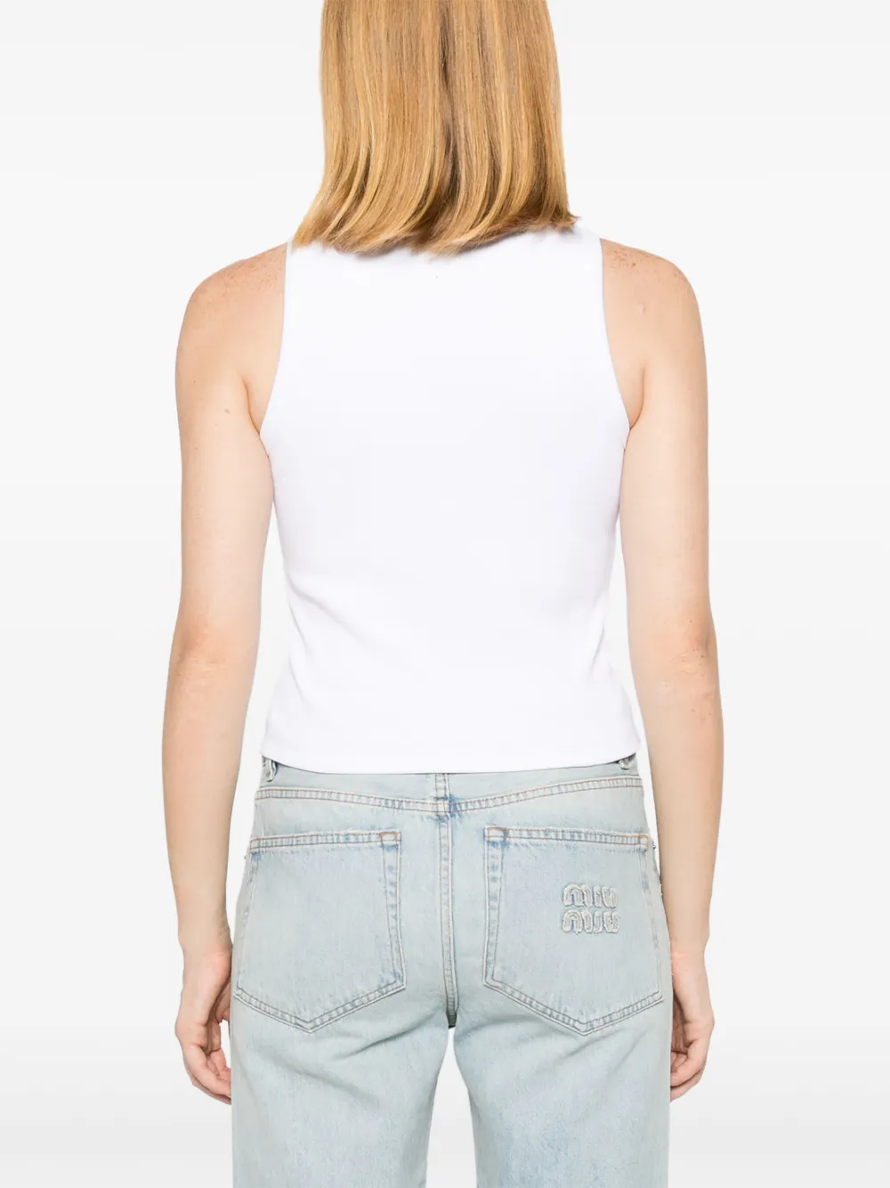 Miu Tanktop met logo van kralen Wit