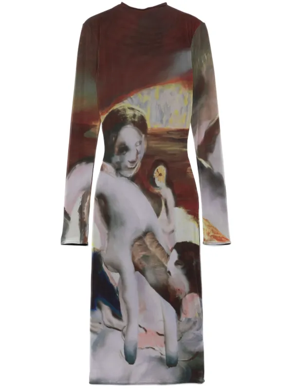 Mugler Sunset Sees Midi Dress | Brown | FARFETCH AE