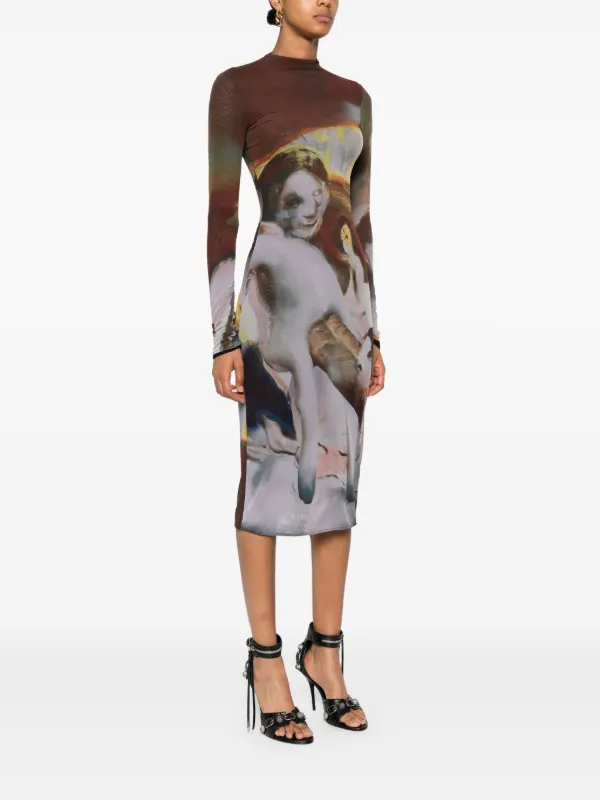 mugler midi dress Mugler Sunset Sees Midi Dress | Brown