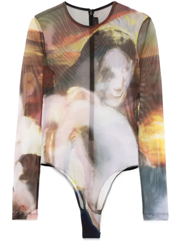 Mugler Sunset Sees Sheer Bodysuit in Green