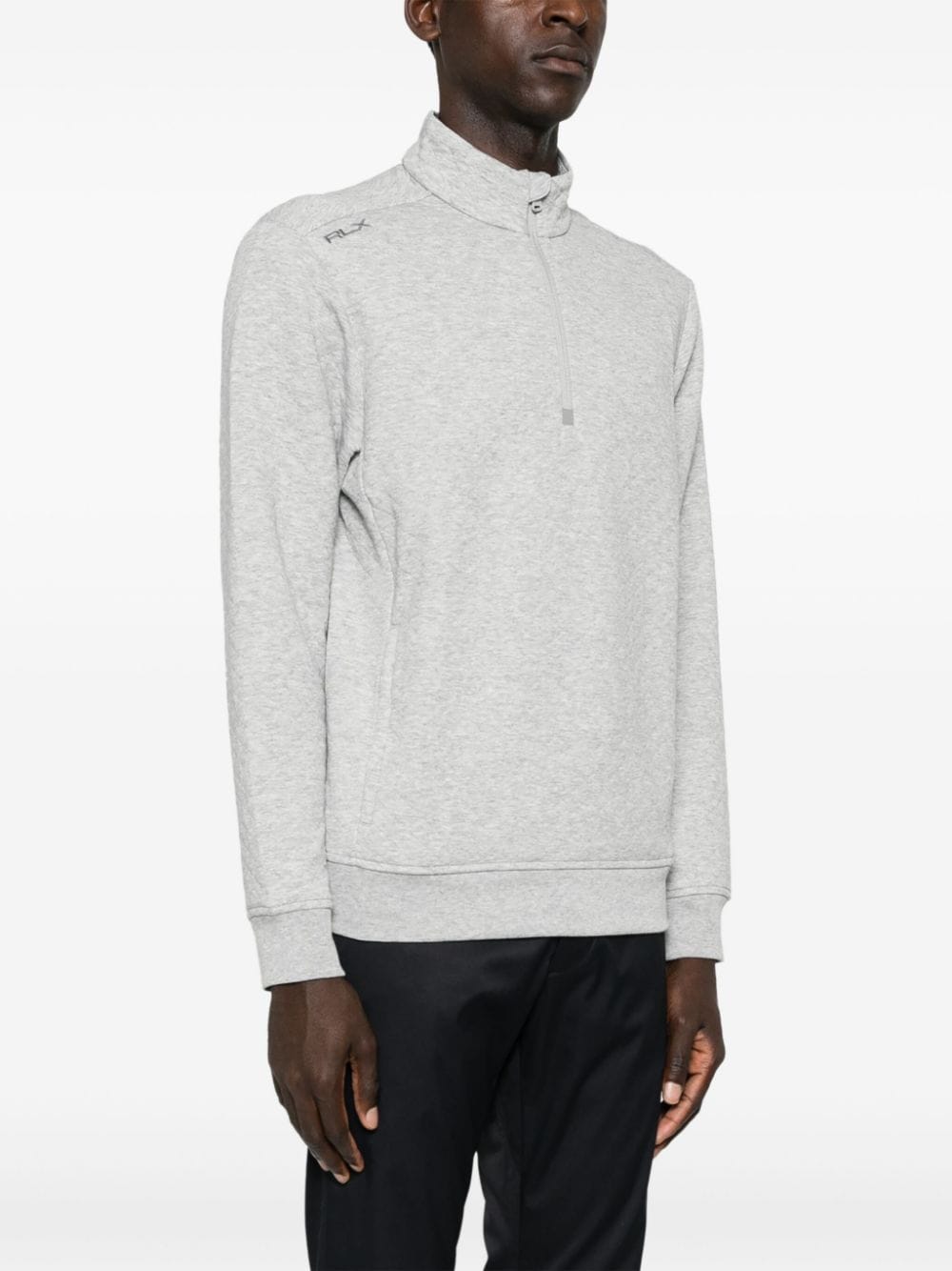 Shop Ralph Lauren Logo-embroidered Half-zipped Sweatshirt In Grey