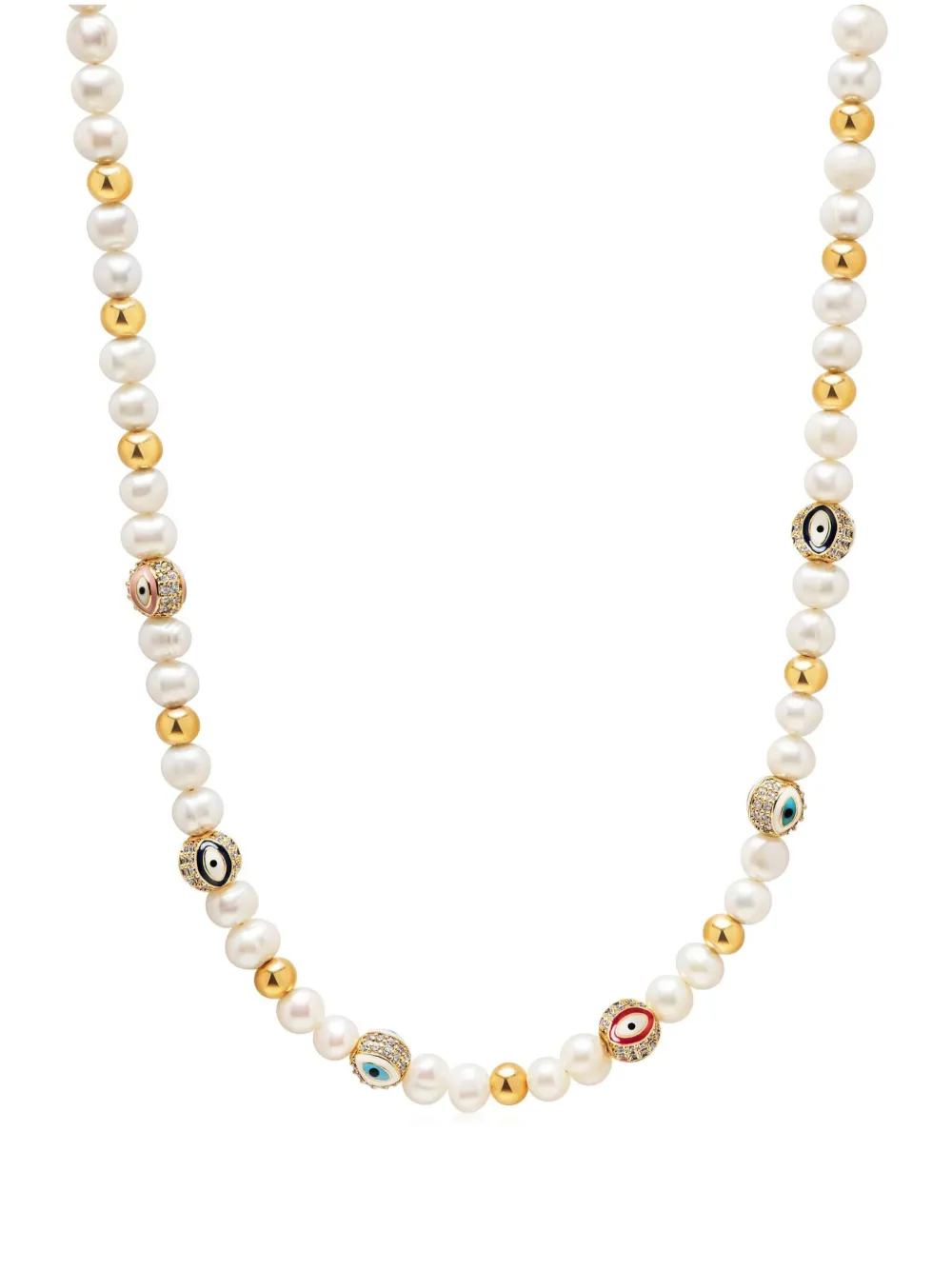 Nialaya Jewelry Bead-embellished Pearl Necklace In White