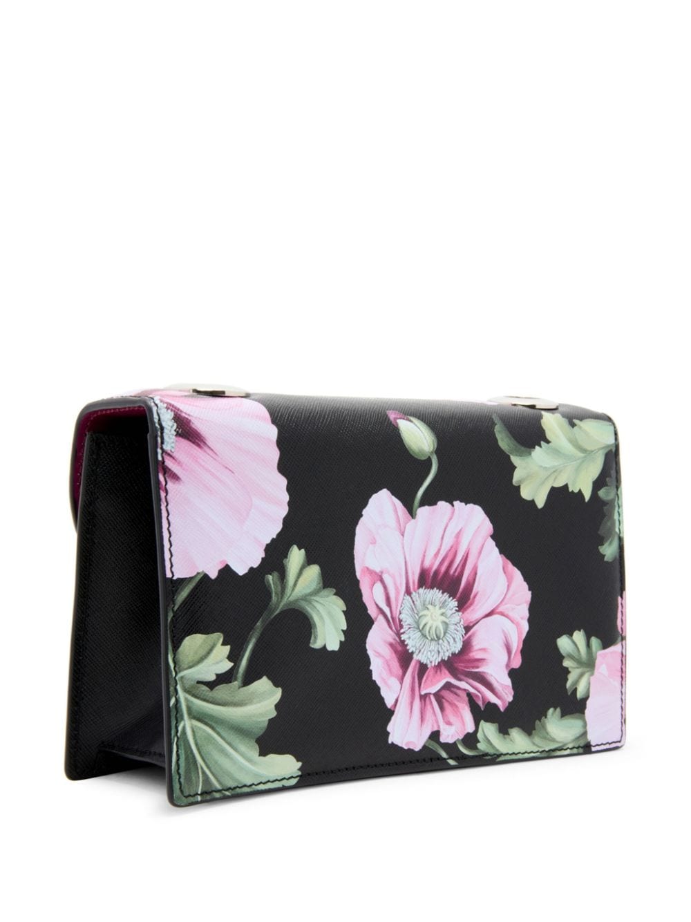 Shop Oscar De La Renta Tro Floral-print Shoulder Bag In Black