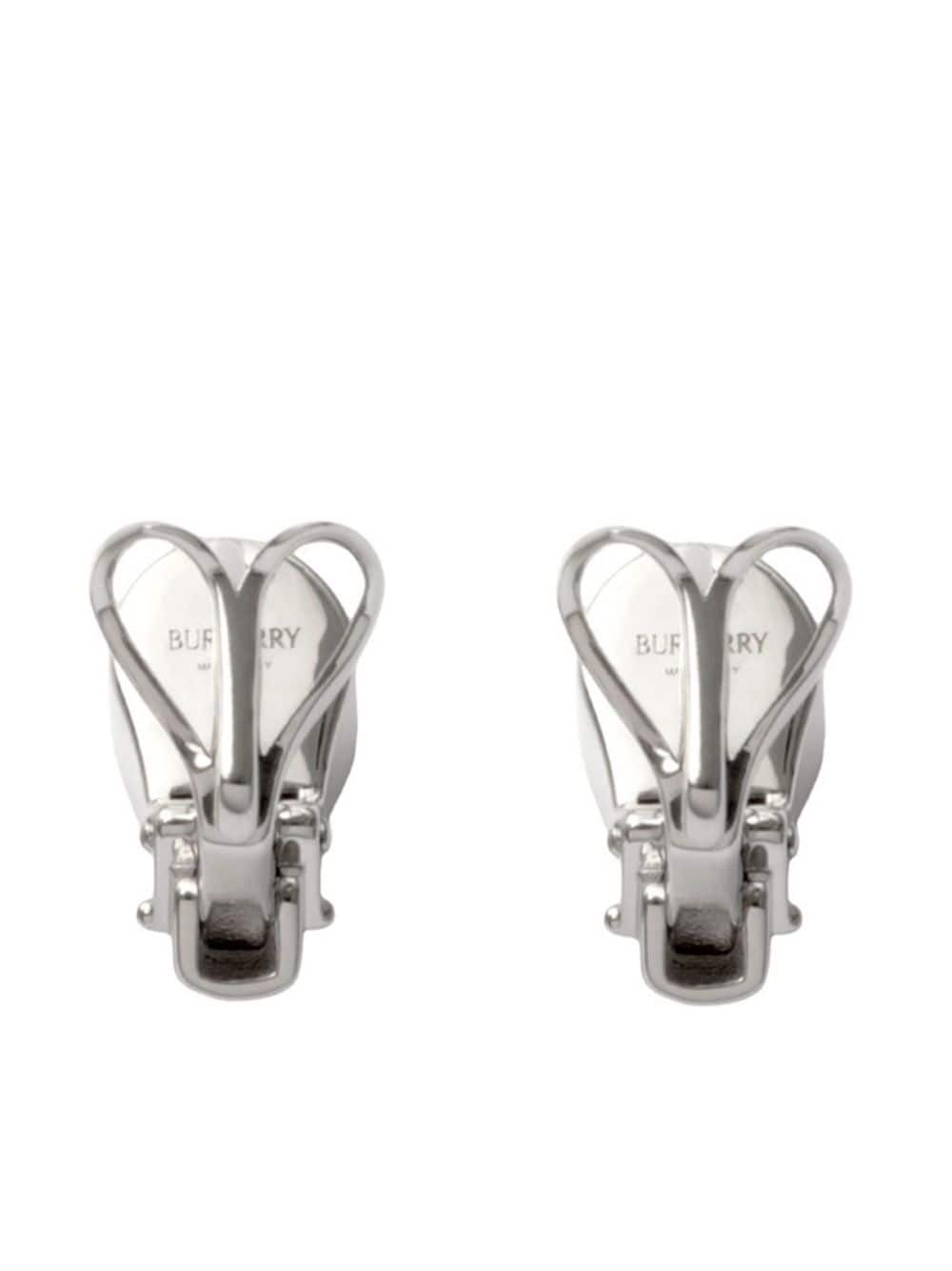 Shop Burberry Horse Polished-finish Hoop Earrings In Silver