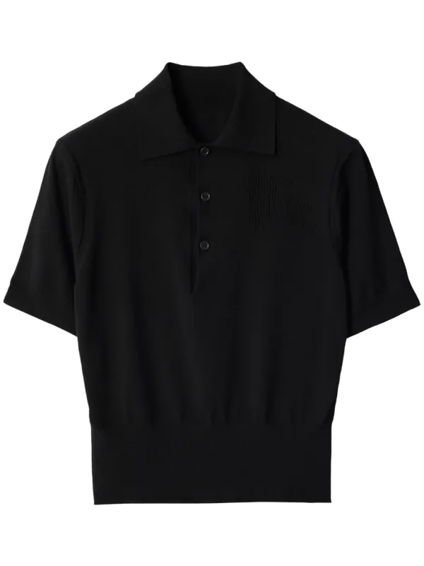 Burberry London Woman's Black Polo Shirt Nova Check Size XL