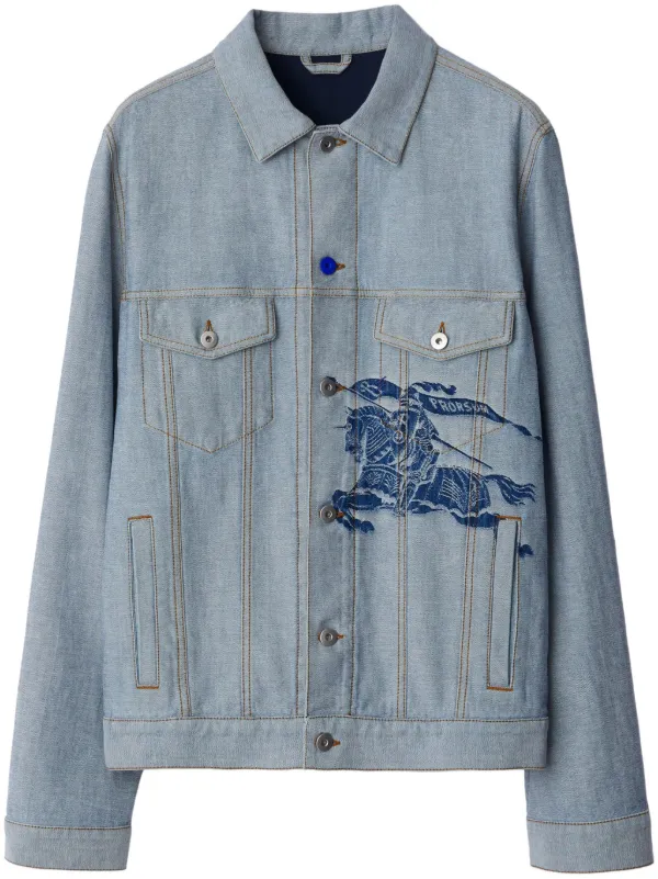 Burberry EKD motif Denim Jacket Blue FARFETCH