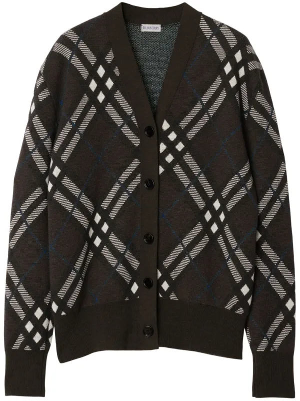 Burberry Check Wool Blend Cardigan Black FARFETCH EG