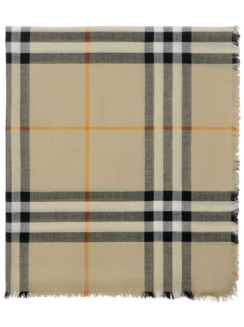 Burberry raw-cut checked wool scarf Women