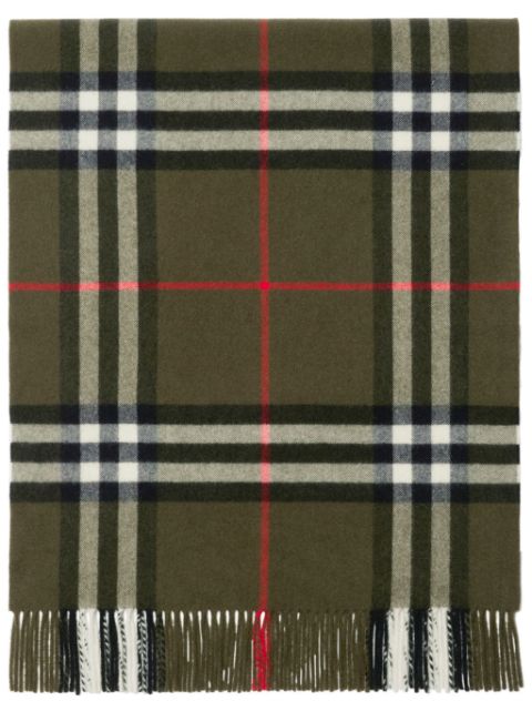 Burberry check-print fringed cashmere scarf Women