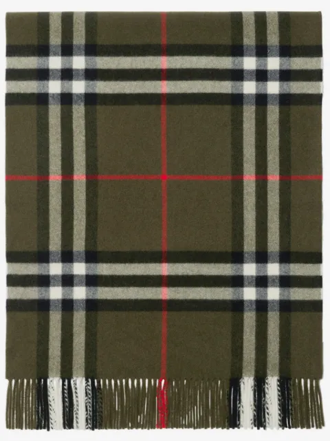 Burberry check-print fringed cashmere scarf