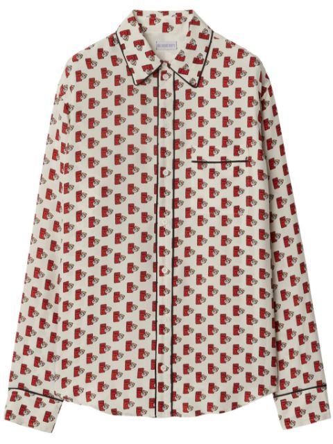 Cheap Burberry graphic-print silk shirt Women