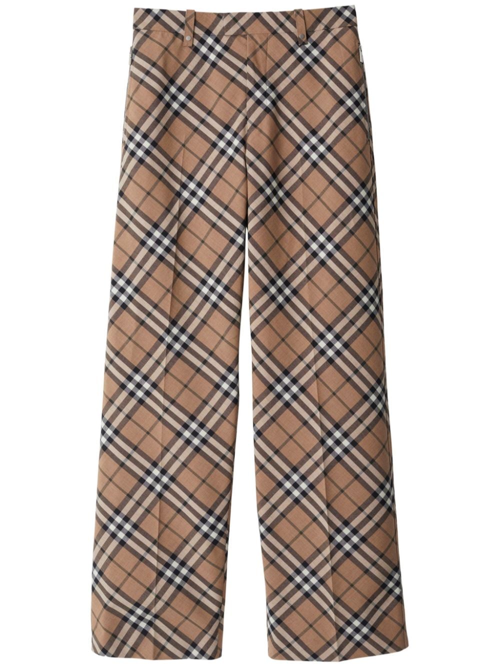 Burberry Checked Tailored Trousers In Brown