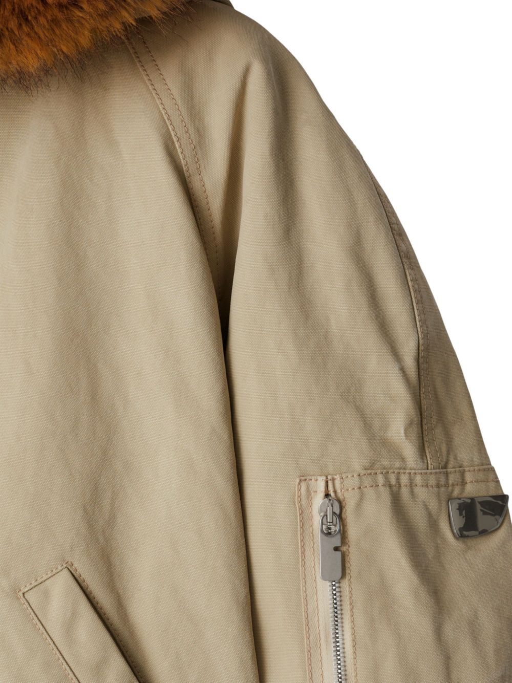 Cheap Burberry faux-fur-hood cotton bomber jacket Men