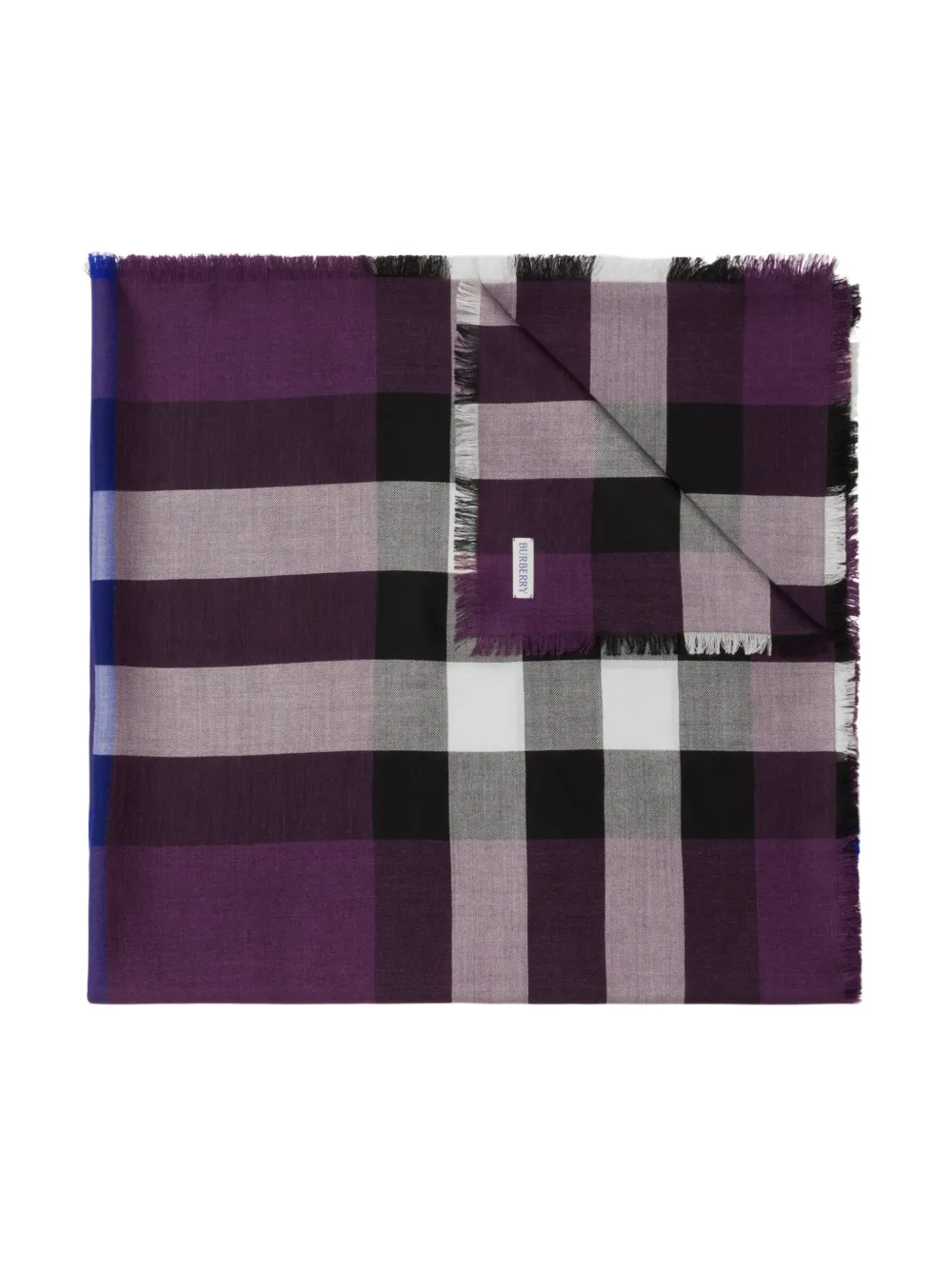 Shop Burberry Raw-cut Checked Scarf In Purple