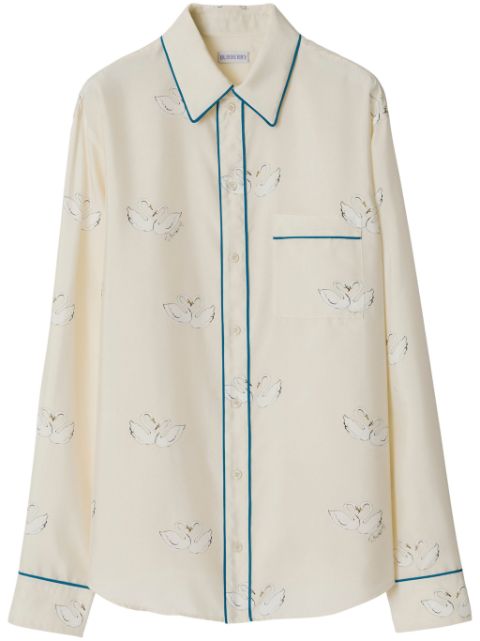 Burberry Swan-print silk shirt Women