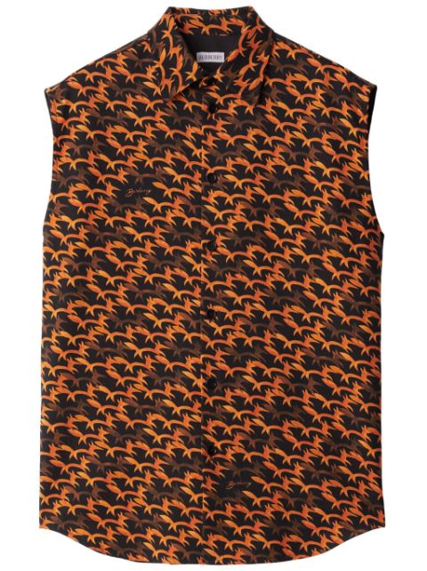 Burberry abstract-print wool sleeveless shirt Men