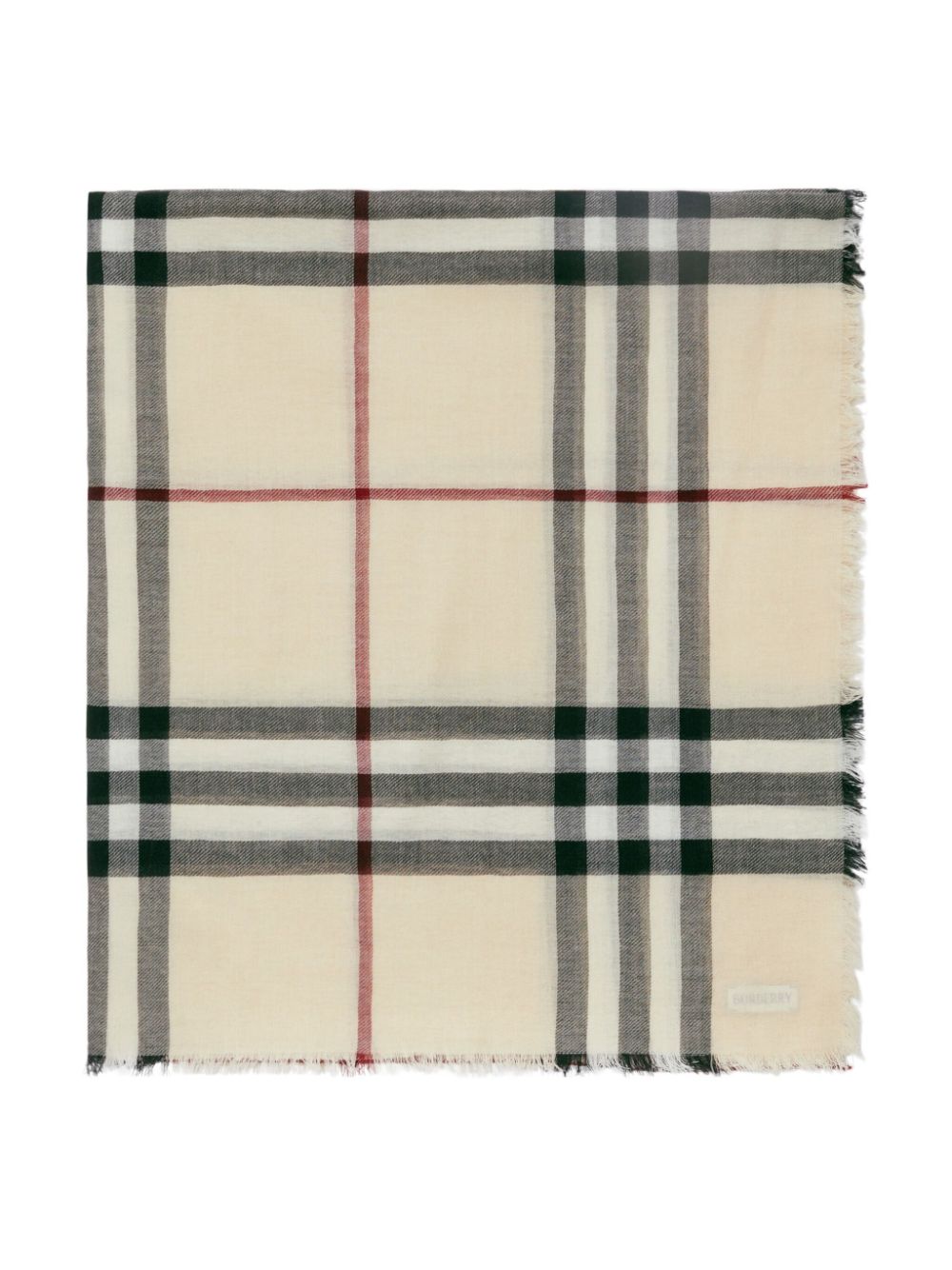 Shop Burberry Raw-cut Checked Wool Scarf In Neutrals