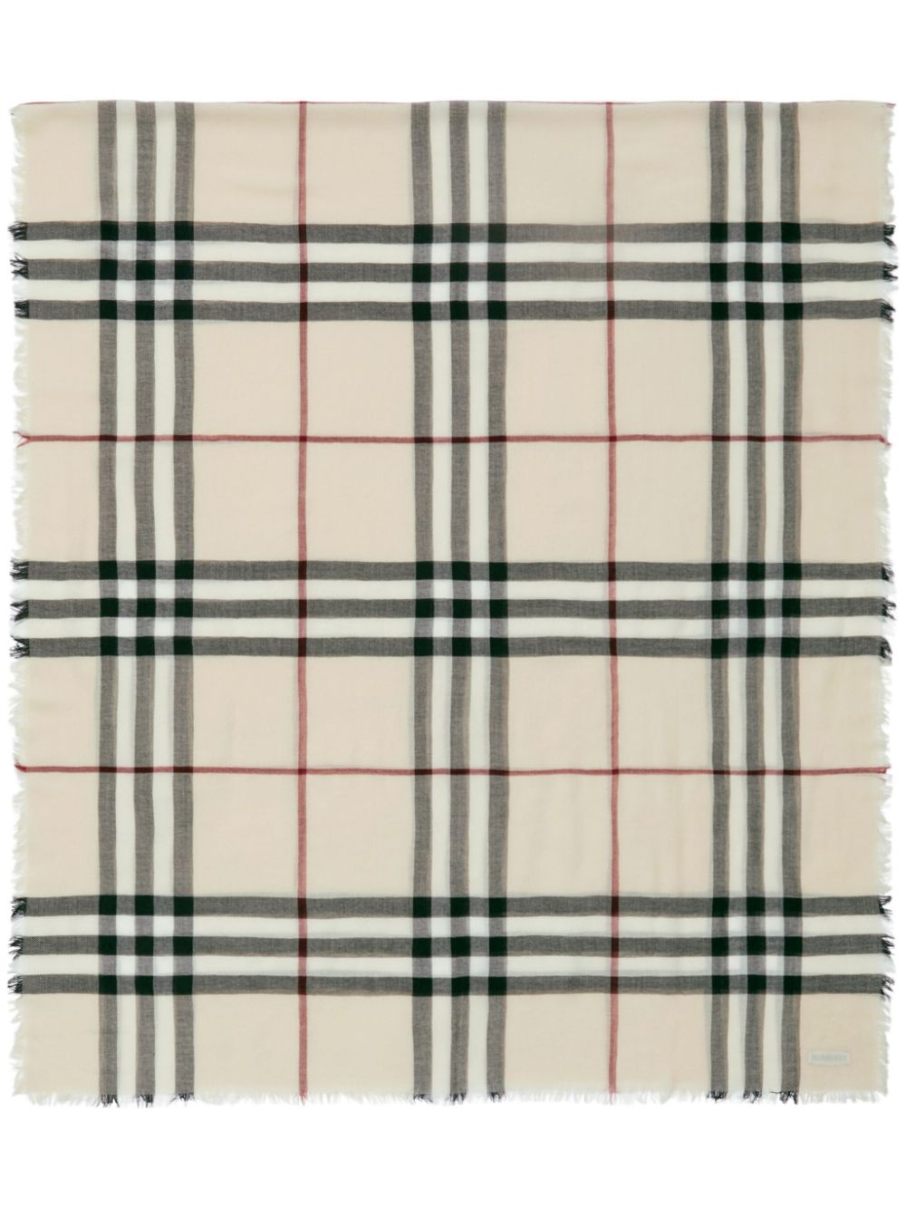 Burberry Raw-cut Checked Wool Scarf In Neutrals