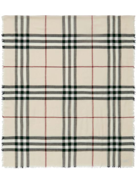 Burberry raw-cut checked wool scarf Men