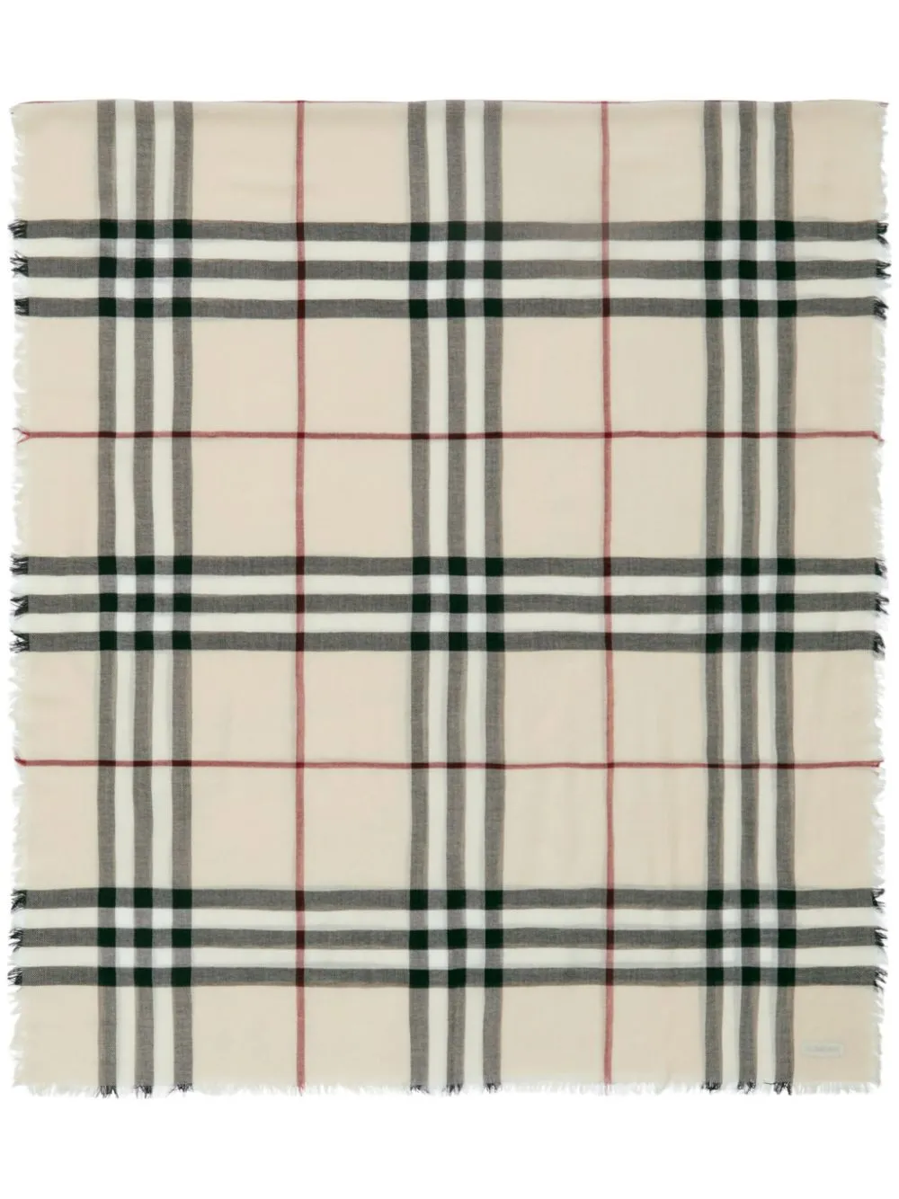 Shop Burberry Raw-cut Checked Wool Scarf In Neutrals