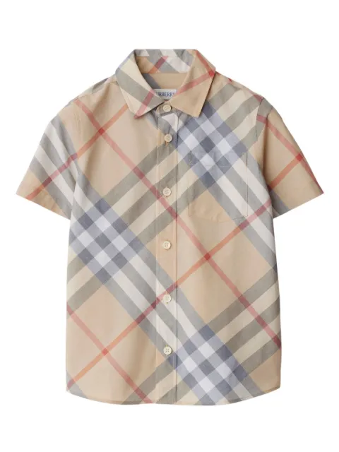 Burberry Kids camisa con cuadros estampados