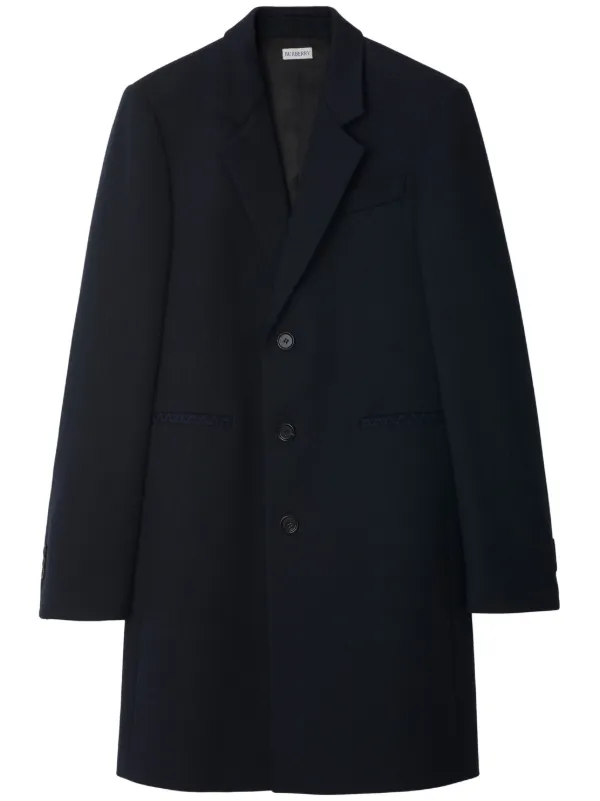 Burberry single breasted Wool Coat Blue FARFETCH AE