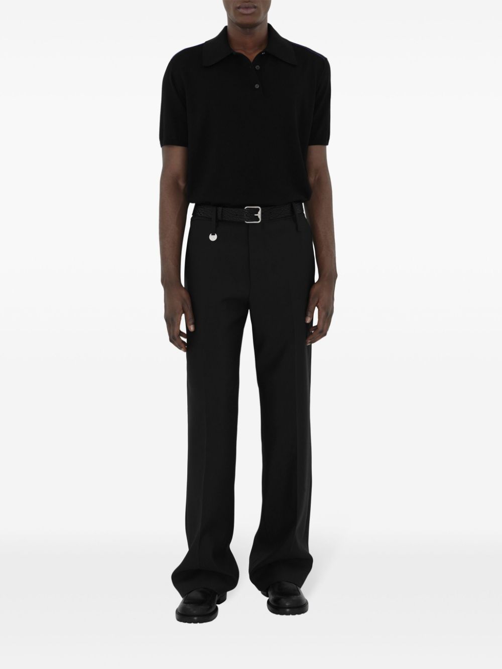 Shop Burberry Short-sleeve Wool Polo Shirt In Black