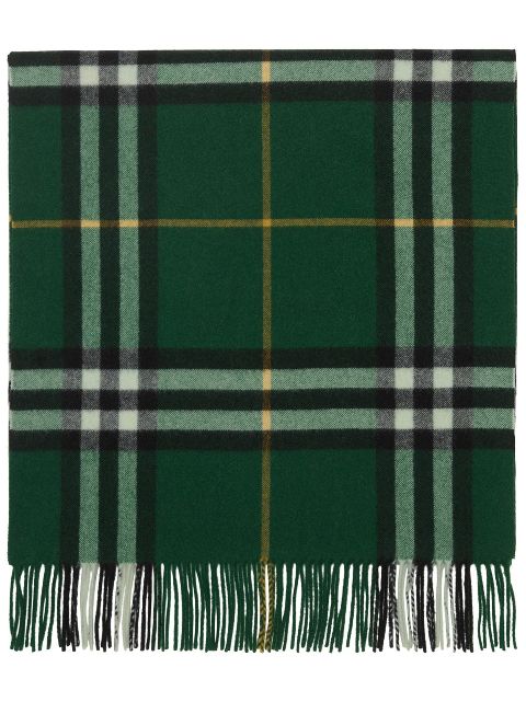 Burberry check-print fringed cashmere scarf Men