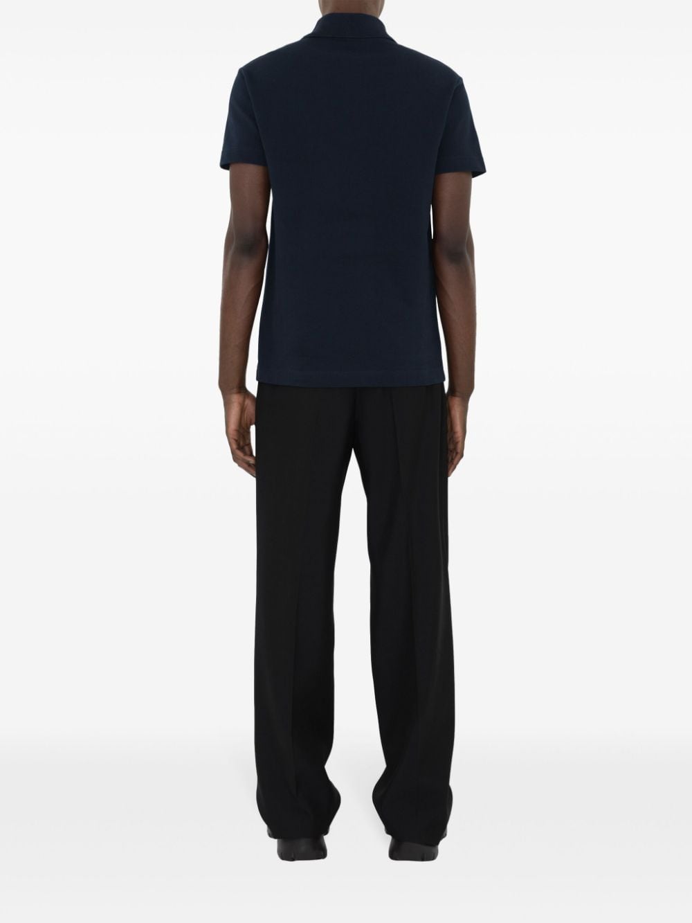 Shop Burberry Ekd Cotton Polo Shirt In Blue