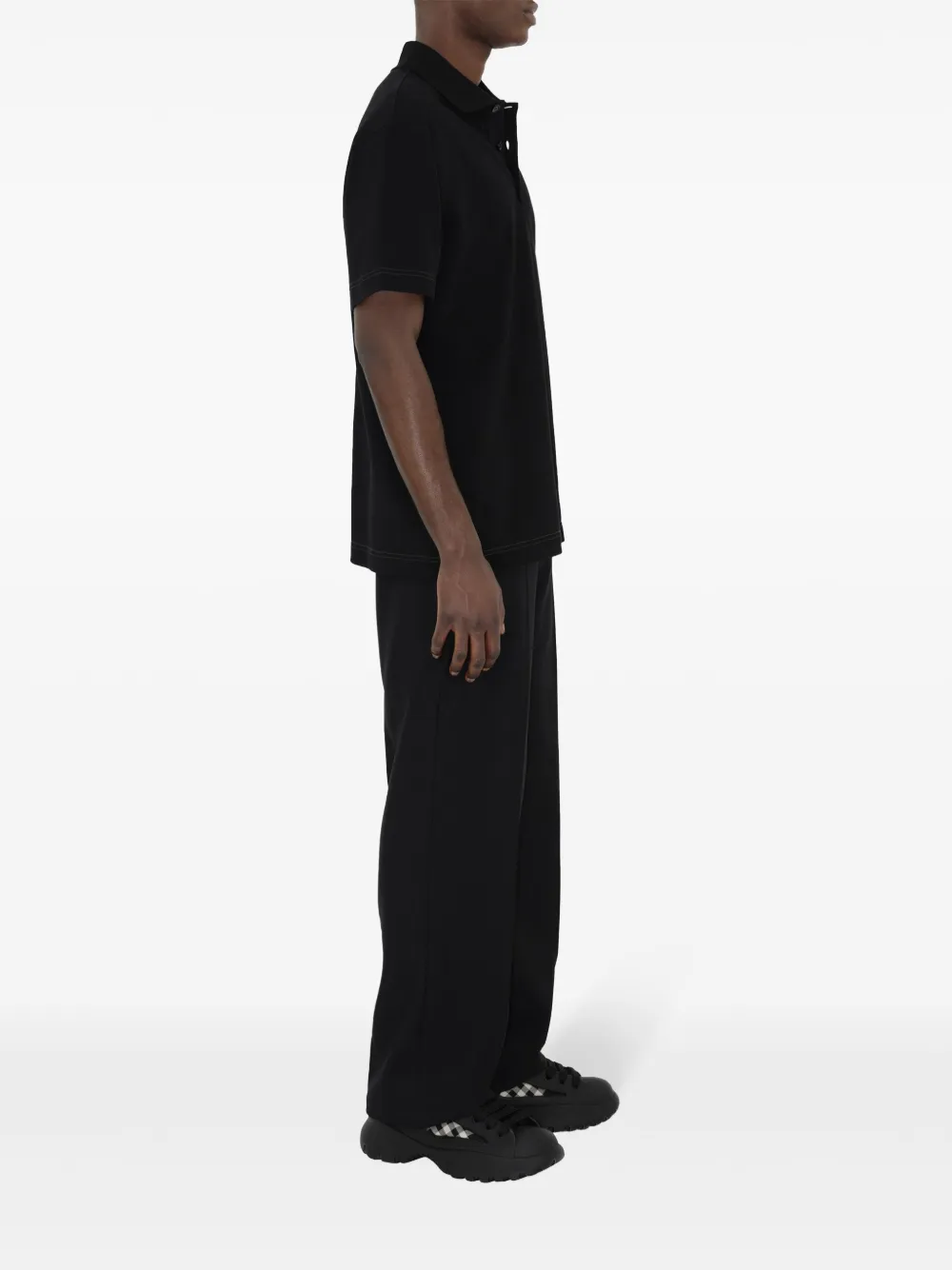 Burberry logo-embroidered Cotton Polo Shirt | Black | FARFETCH