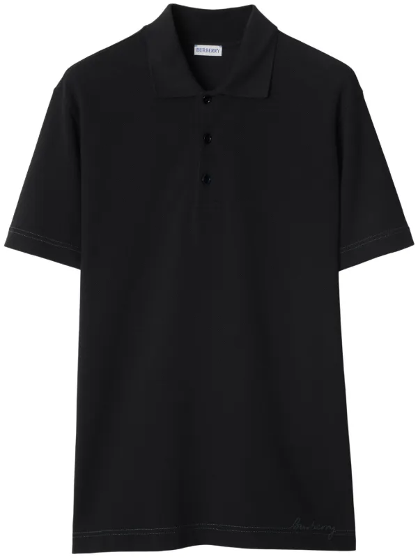 Burberry logo-embroidered Cotton Polo Shirt | Black | FARFETCH