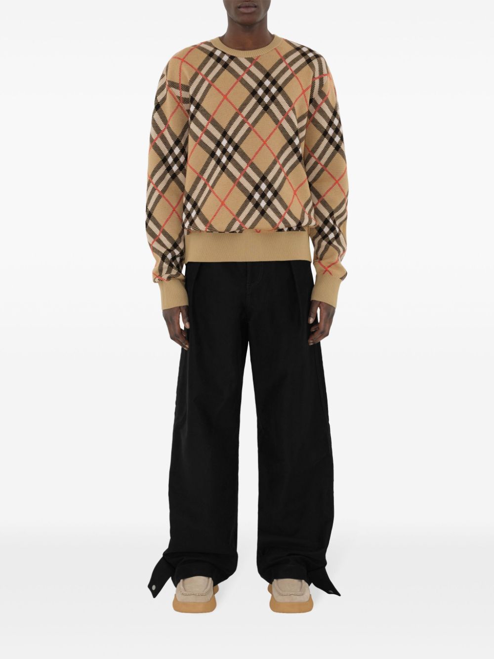 Shop Burberry Nova Check Long-sleeve Jumper In Brown