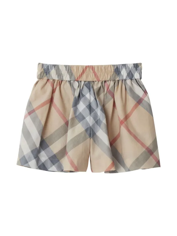 Burberry Kids Checked Cotton Shorts Neutrals FARFETCH AU